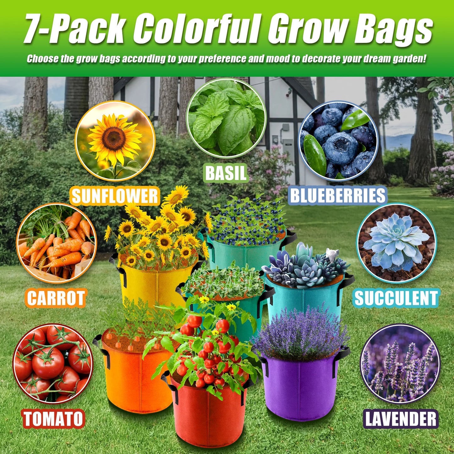 Colorful Fabric Plant Pots with Handles