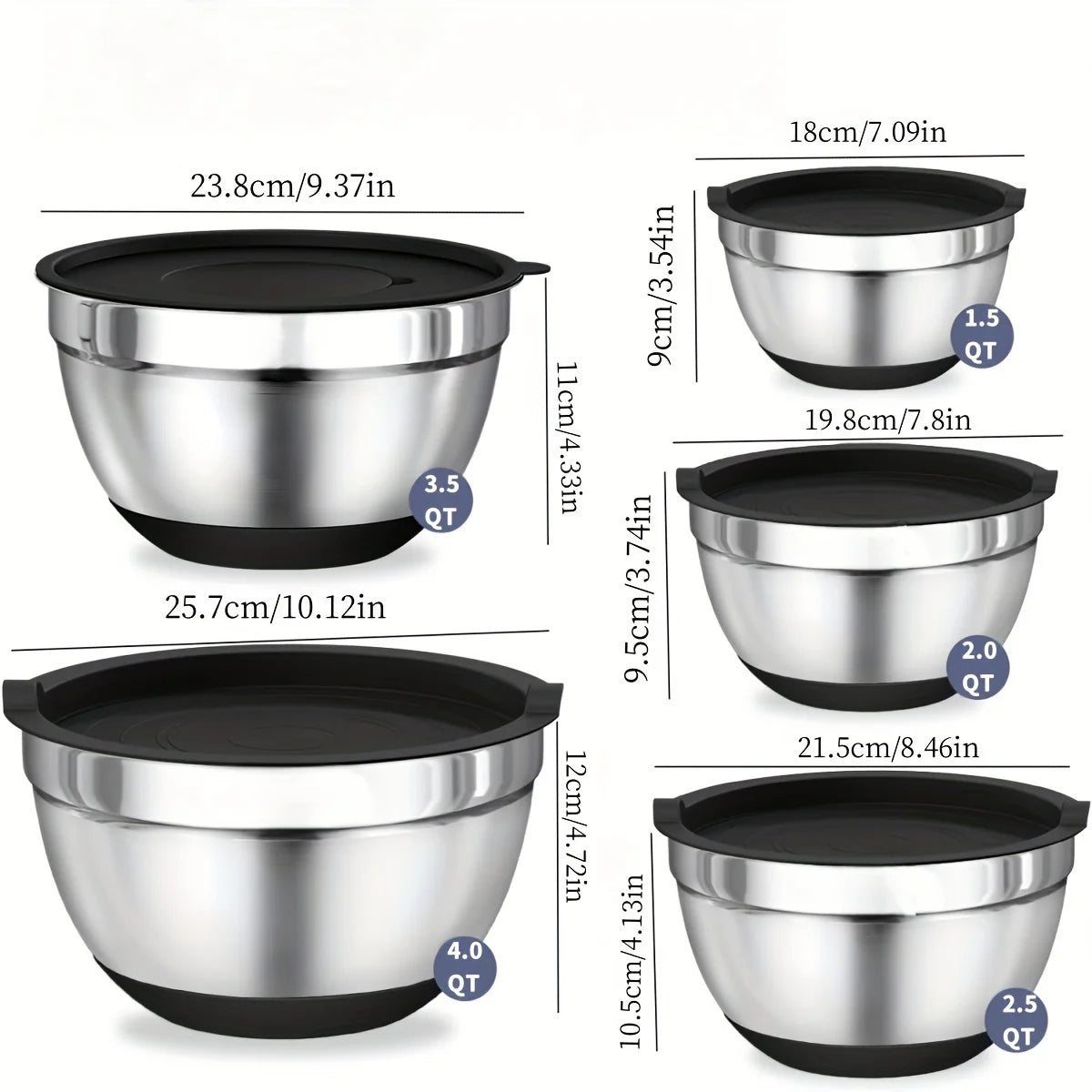 Stainless Steel Mixing Bowl Set, Attachments