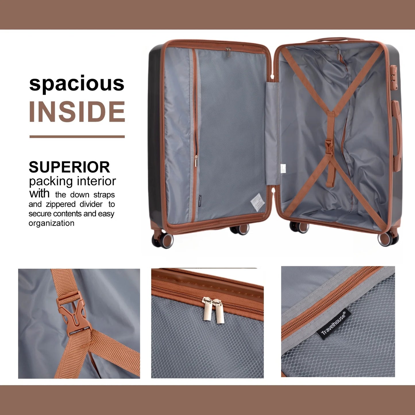 Luggage Set, Double Spinner Wheels, TSA Lock
