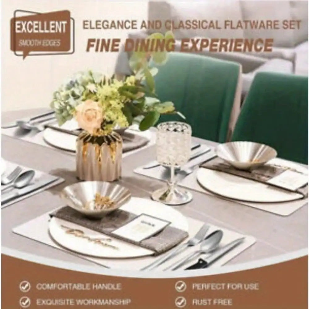 Stainless Steel Flatware, Dishwasher Safe, Serves 8