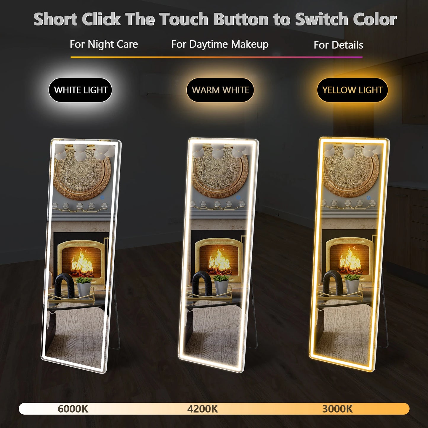 Led 64"x21" Full Length Mirror Standing/Hanging