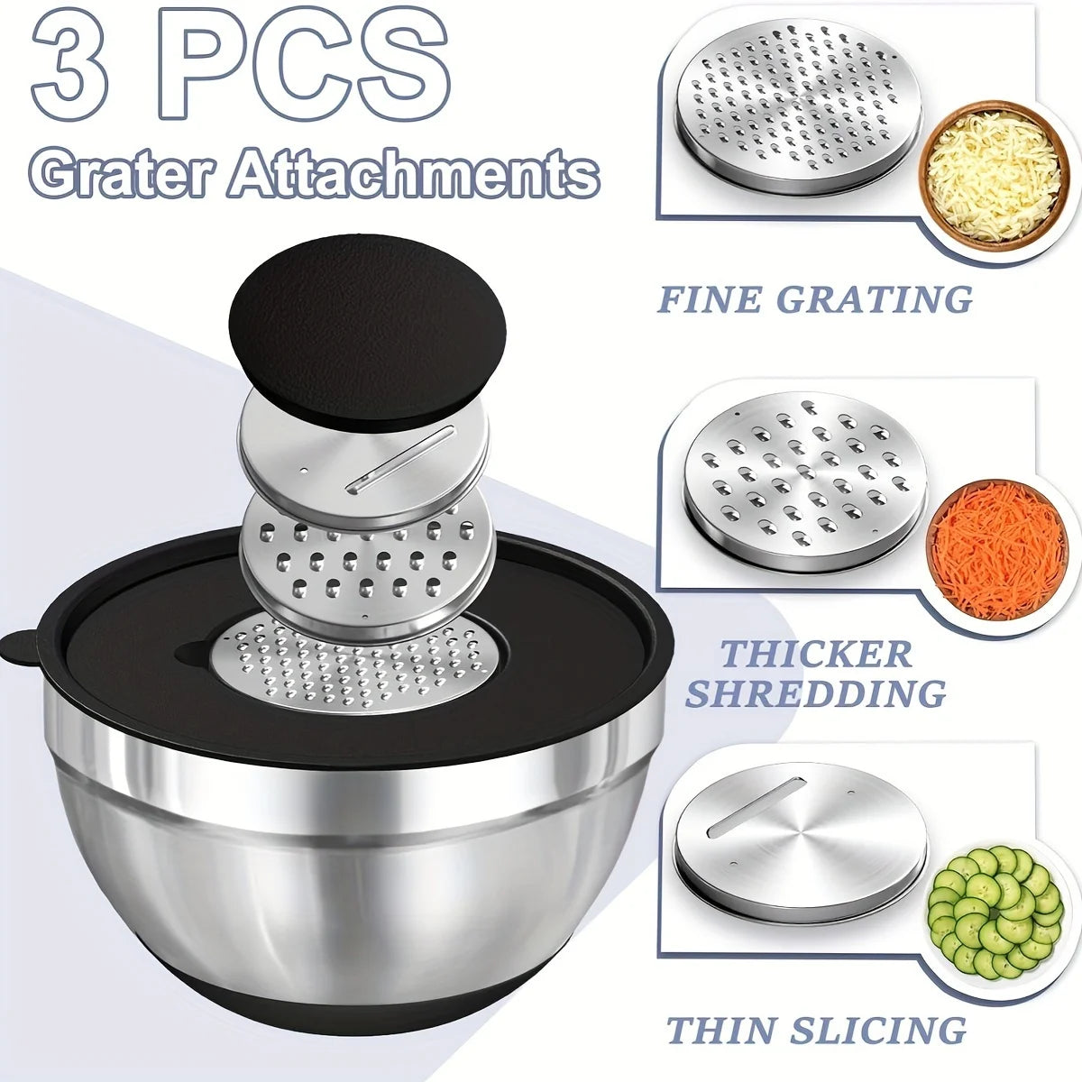 Stainless Steel Mixing Bowl Set, Attachments