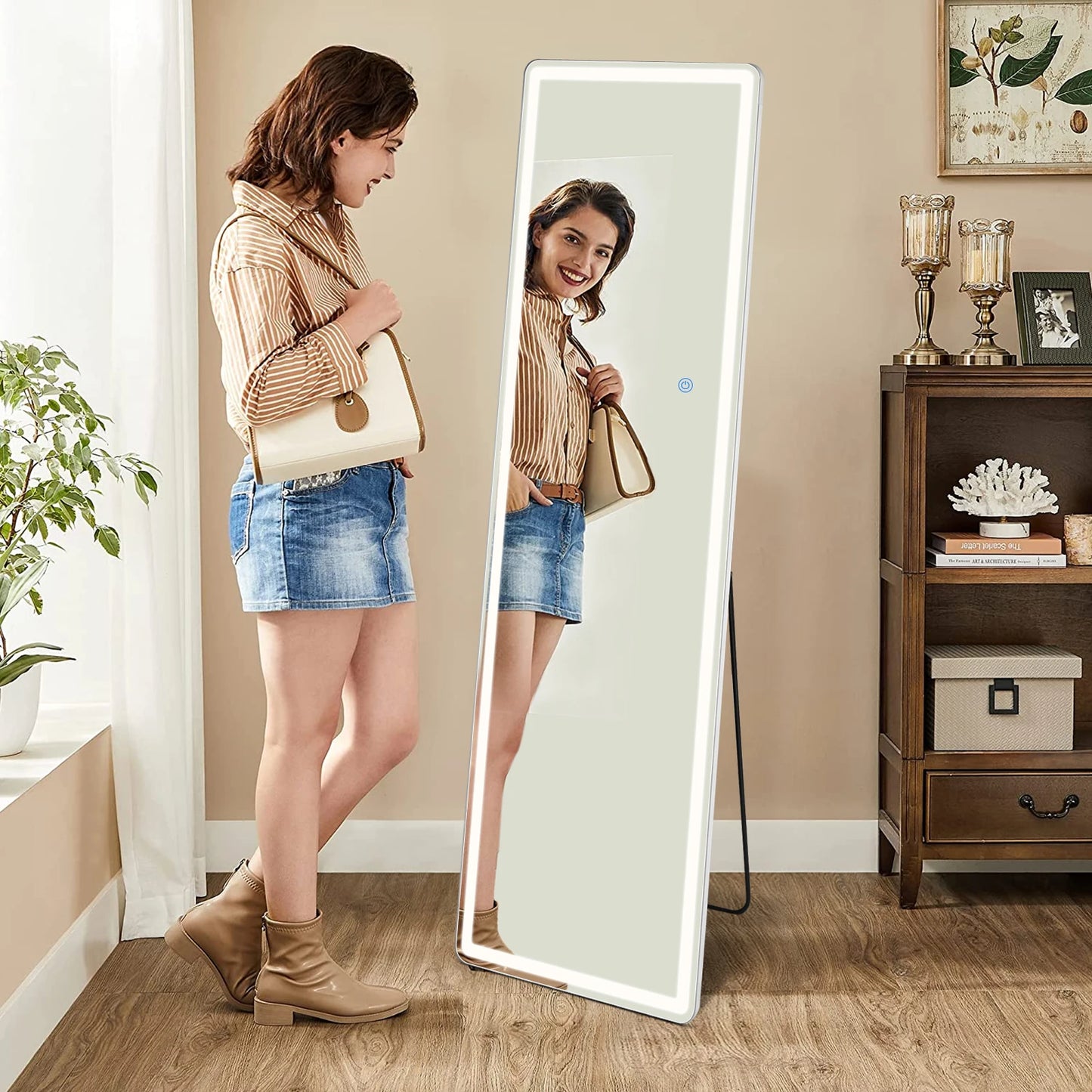 Led 64"x21" Full Length Mirror Standing/Hanging