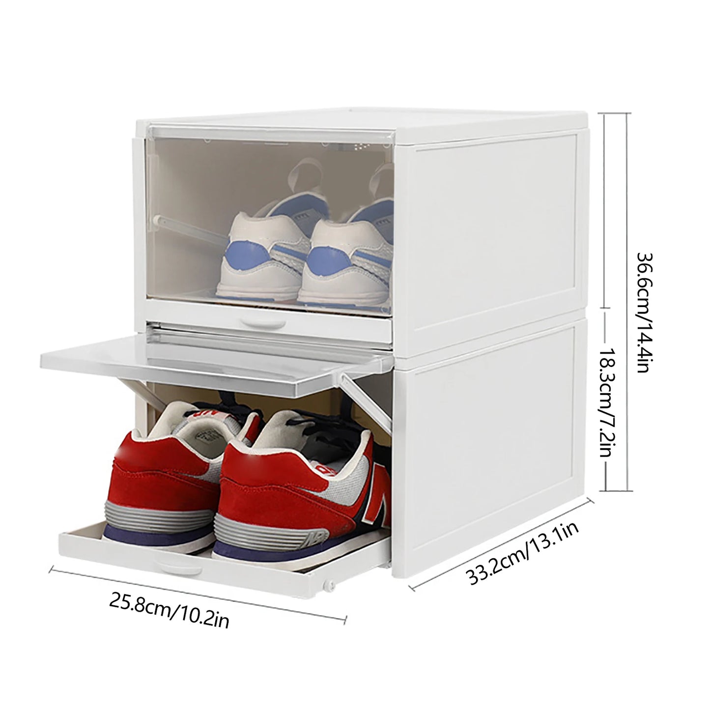 Stackable Shoe Organizer, Push Drawer Storage