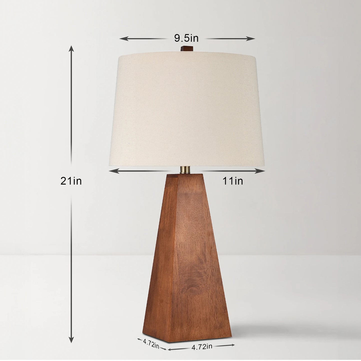 Small Wood Table Lamp With Beige Linen Shade