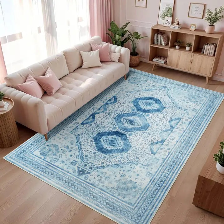 Soft Accent Vintage Print Area Rug, Washable