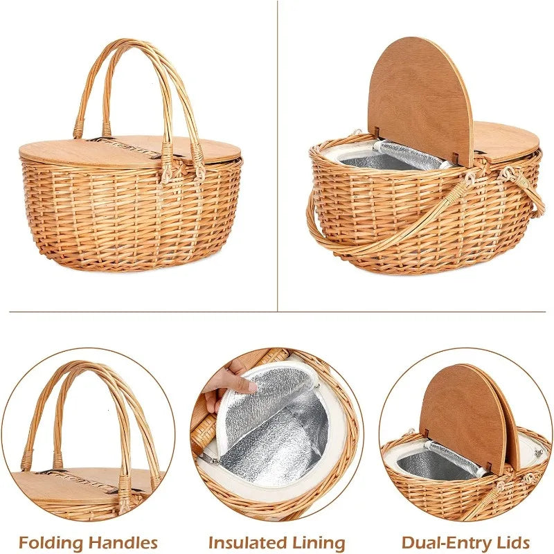 Wicker Picnic Basket with Cooler