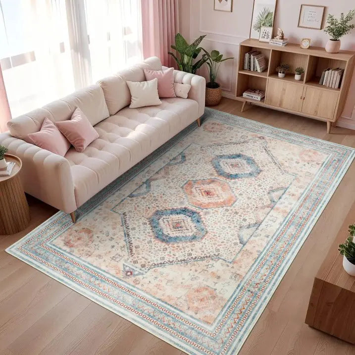 Soft Accent Vintage Print Area Rug, Washable