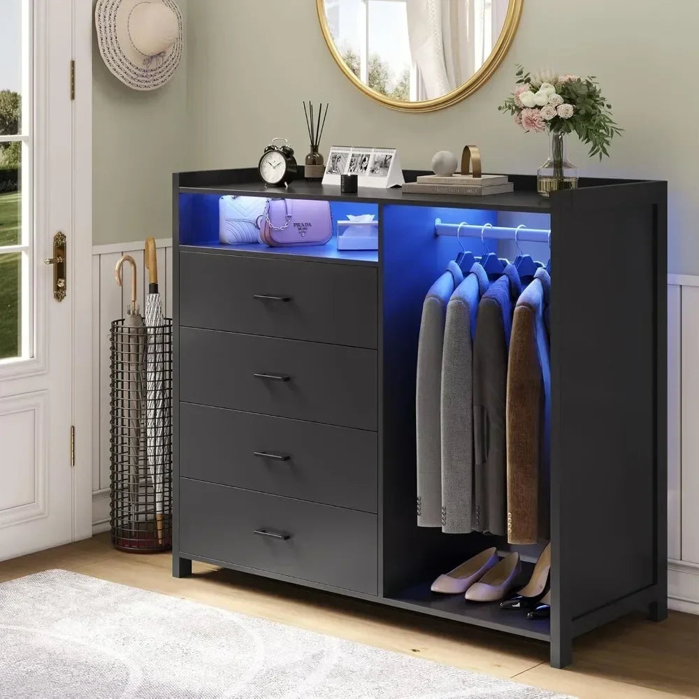 Chest of 4 Drawers with LED Lights
