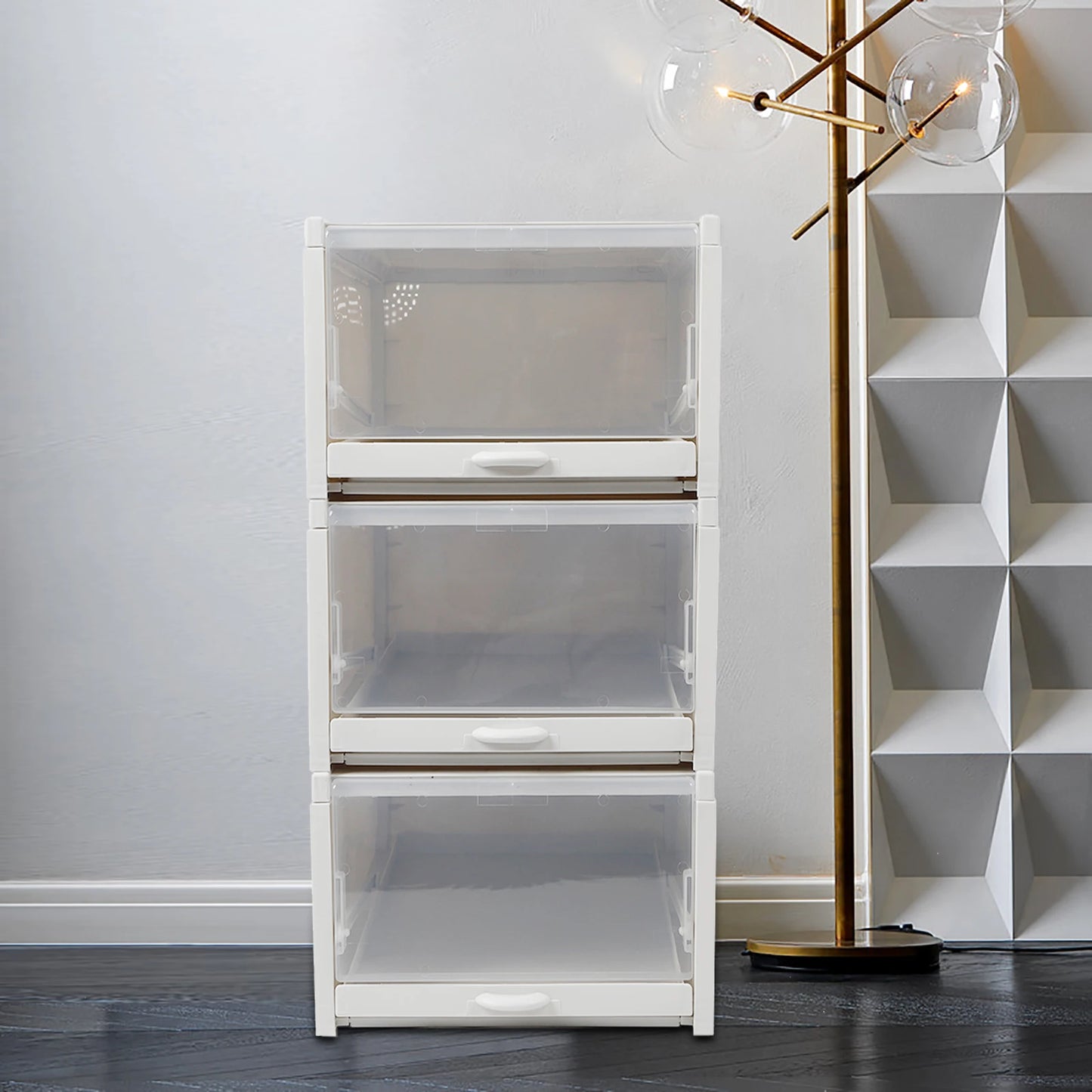 Stackable Shoe Organizer, Push Drawer Storage