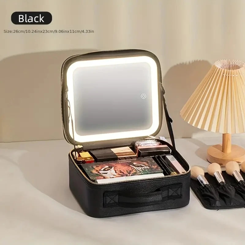 Travel Cosmetic Bag with Lighted Mirror