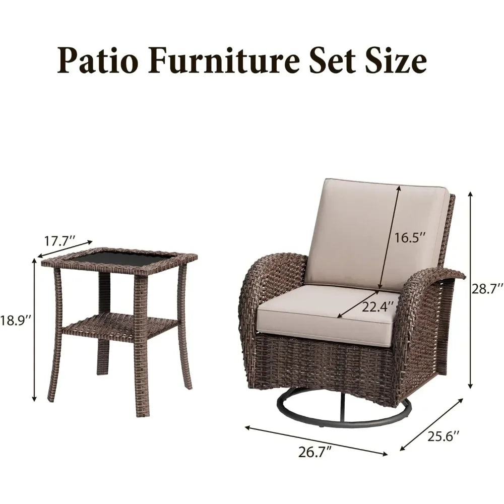 Swivel Chair Wicker Ratan Patio Furniture Set
