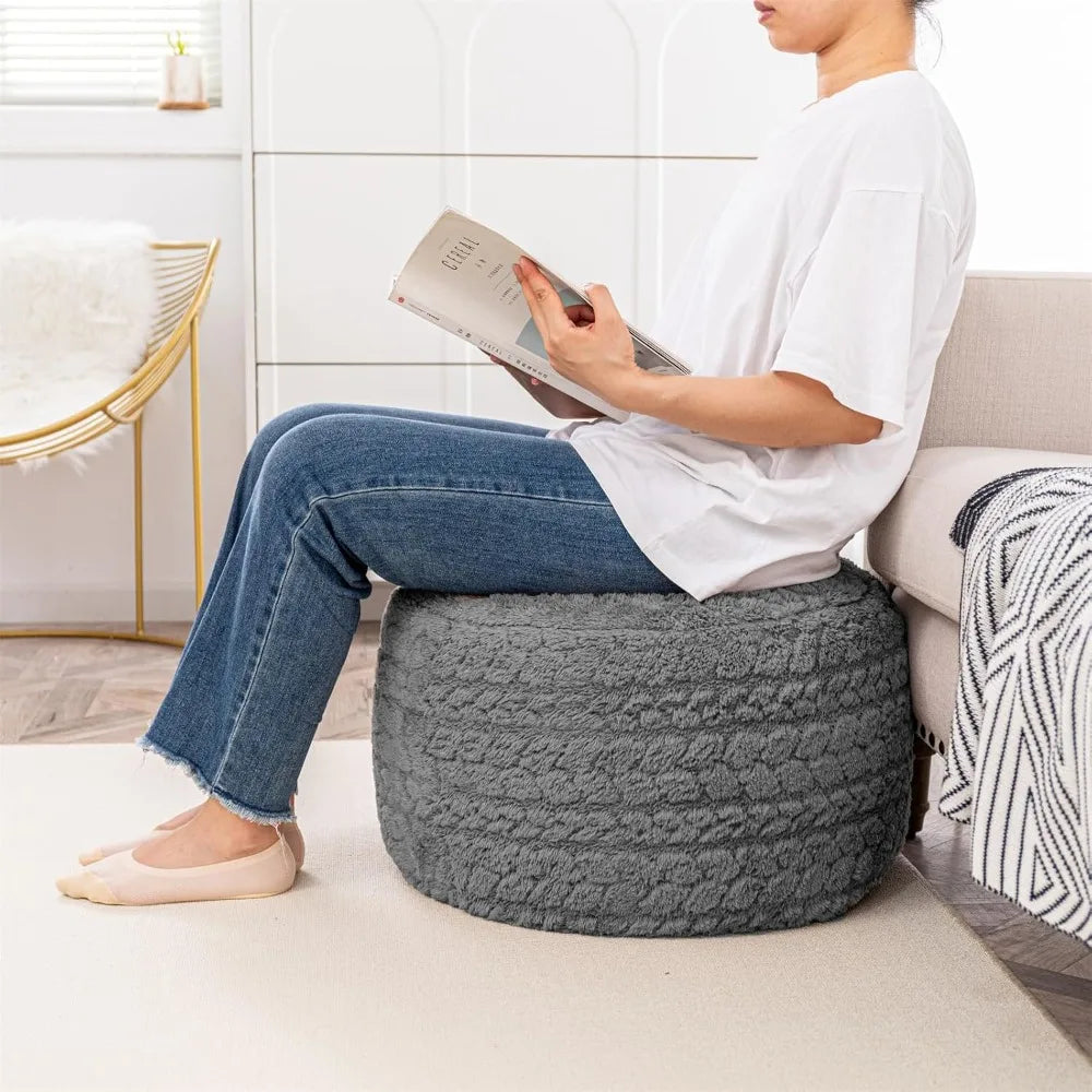 Round Boho Pouf Ottoman