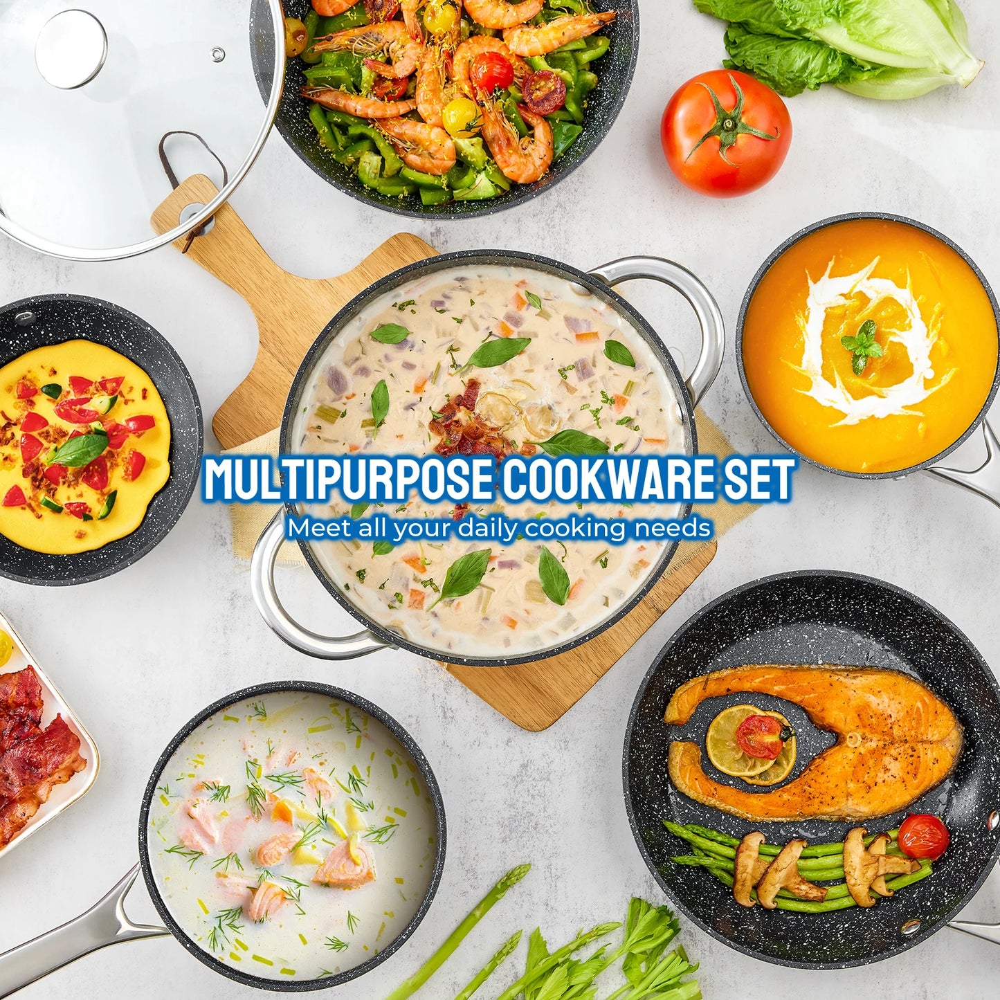 Induction Cookware Set, Nonstick, 10-Piece