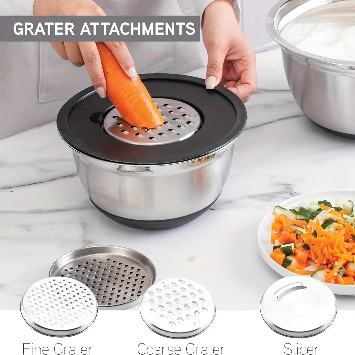 Stainless Steel Mixing Bowl Set, Attachments
