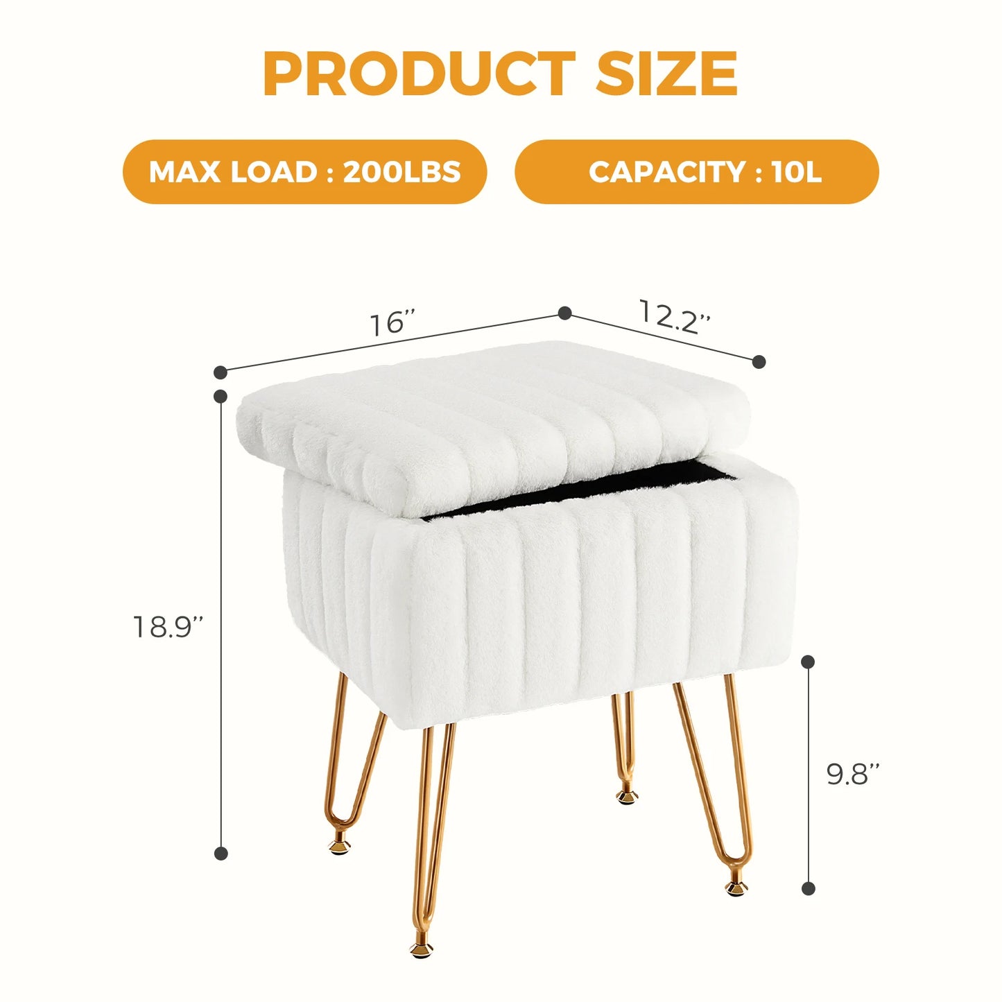Faux Fur Hidden Storage Stool