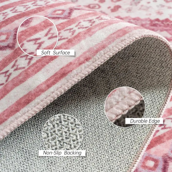 Soft Accent Vintage Print Area Rug, Washable