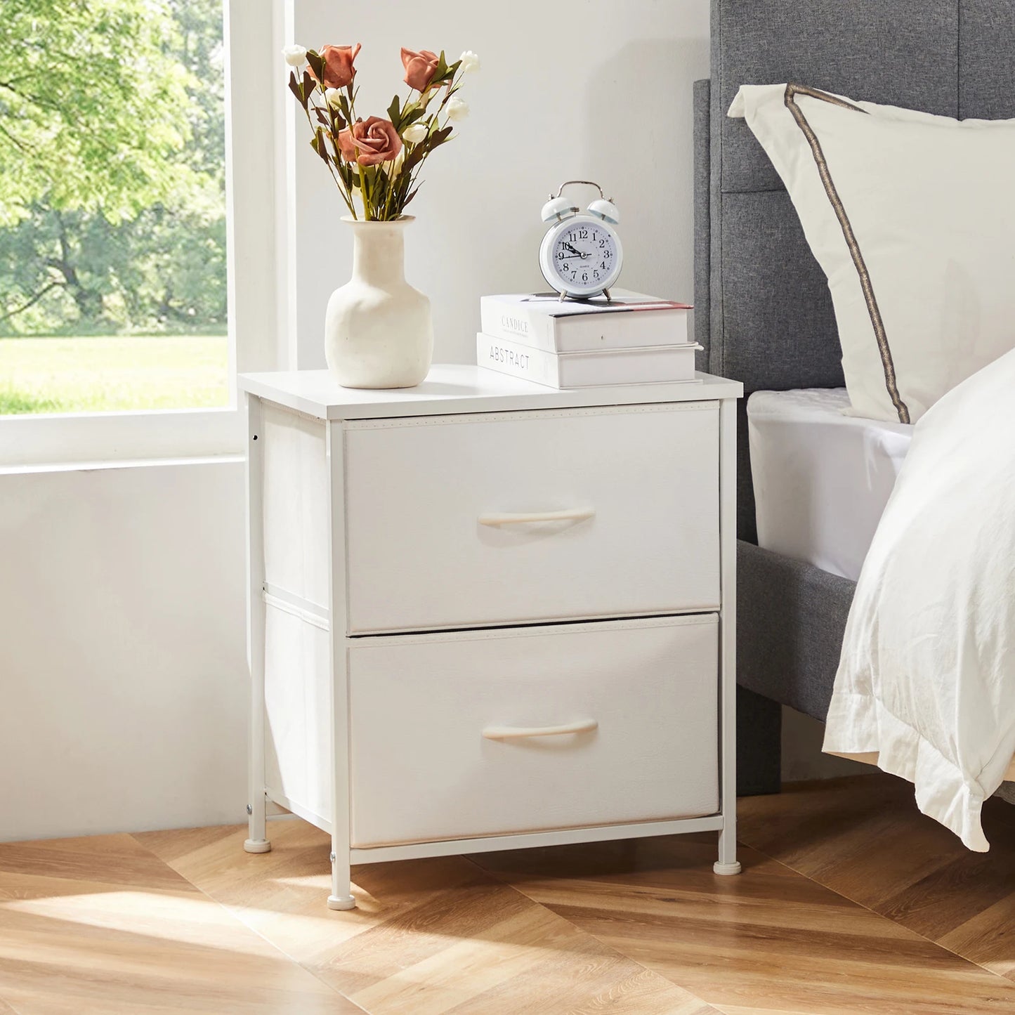 Nightstand with 2 fabric drawers