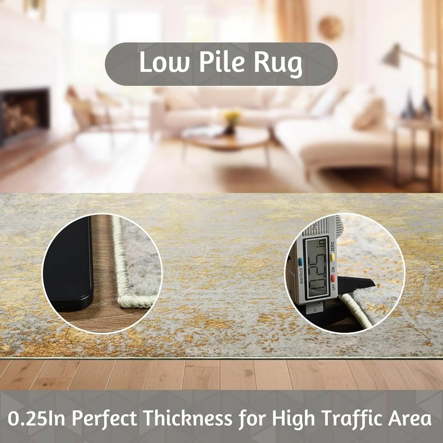 Modern Faux Cashmere Printed Area Rug, Washable