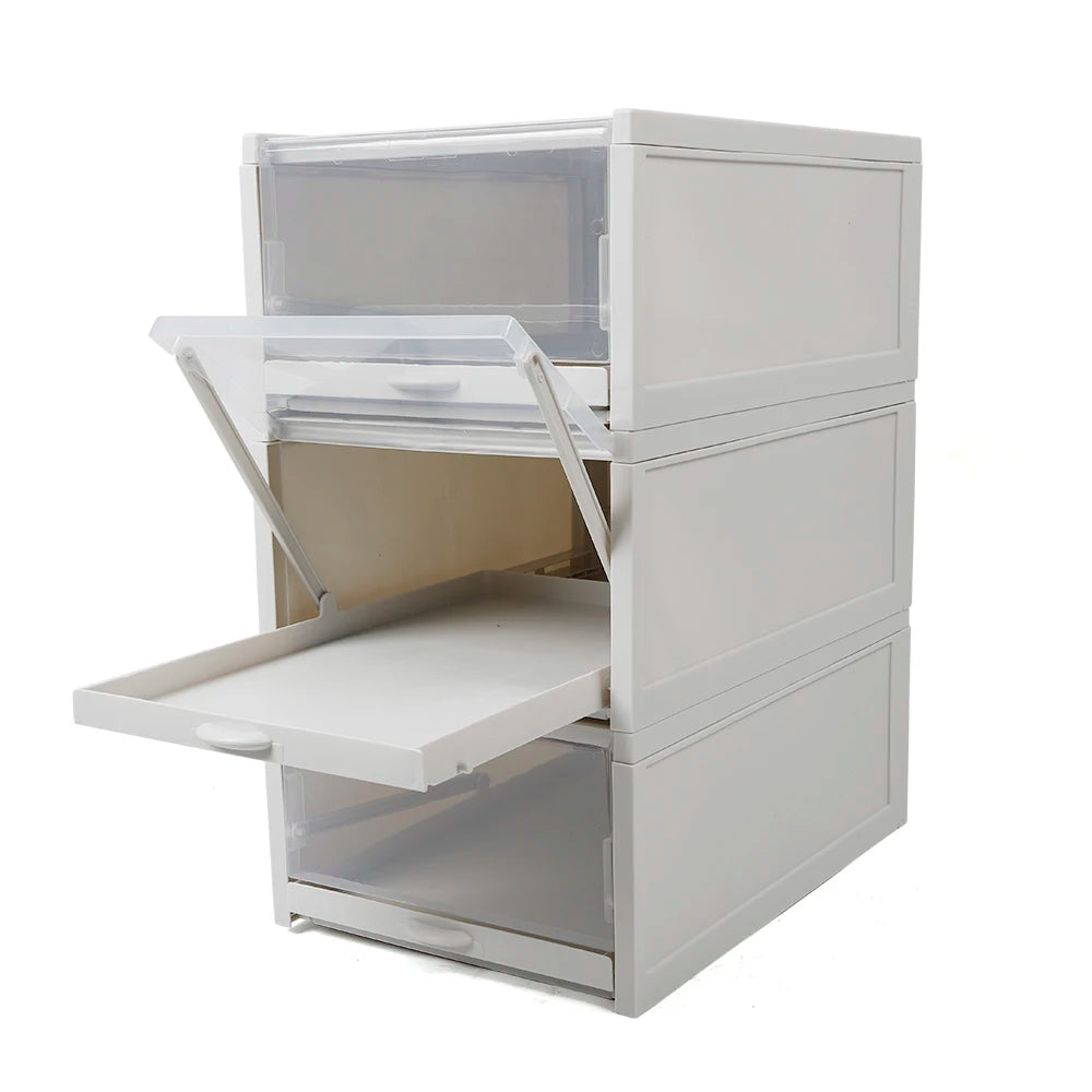 Stackable Shoe Organizer, Push Drawer Storage