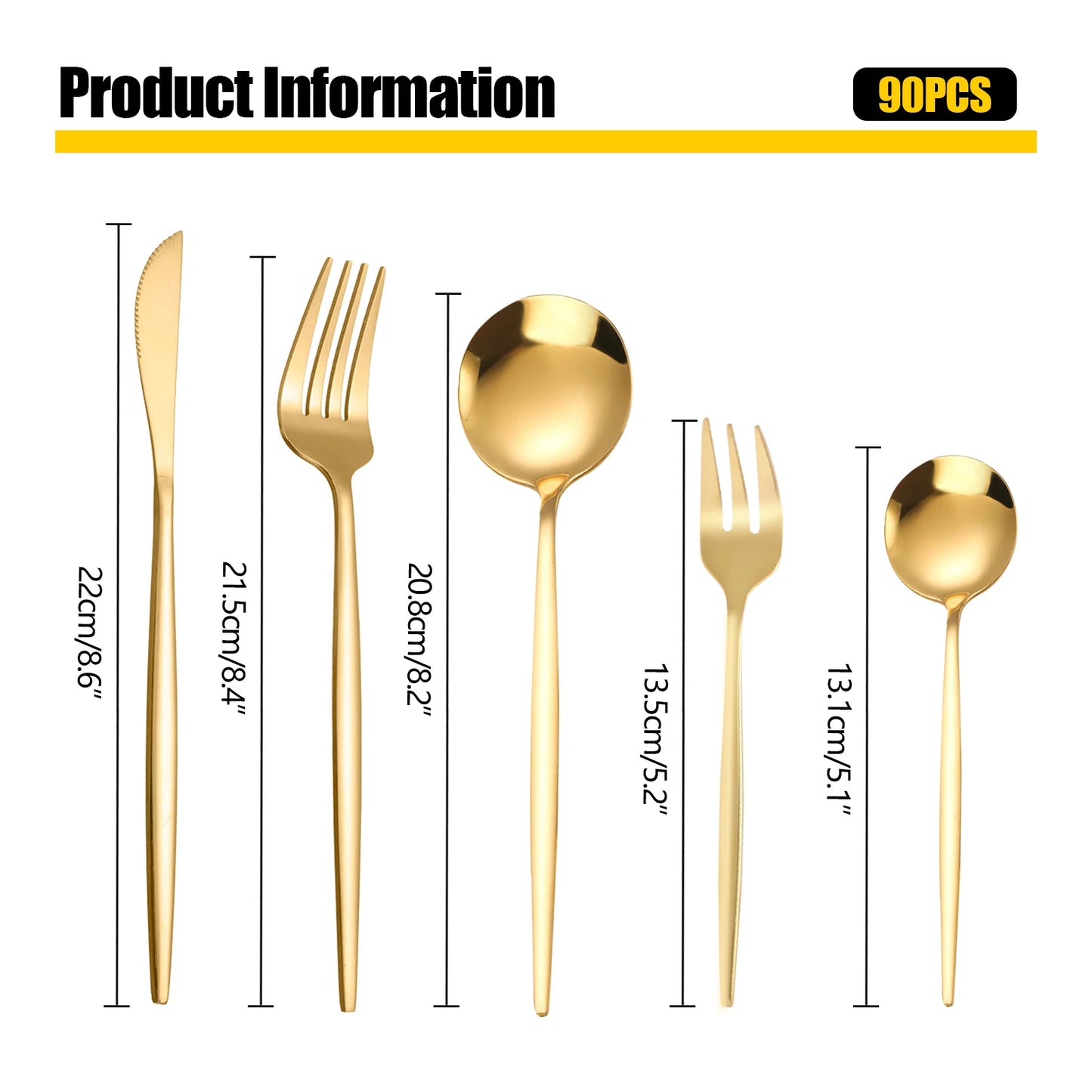 90Pcs Flatware Set Stainless Steel Silverware