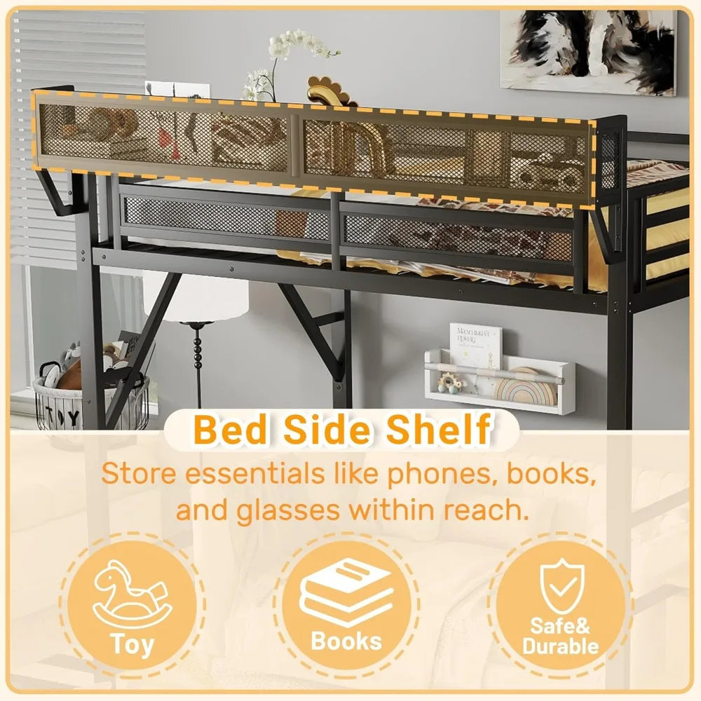 Full Size Loft Bed with Stairs and Storage