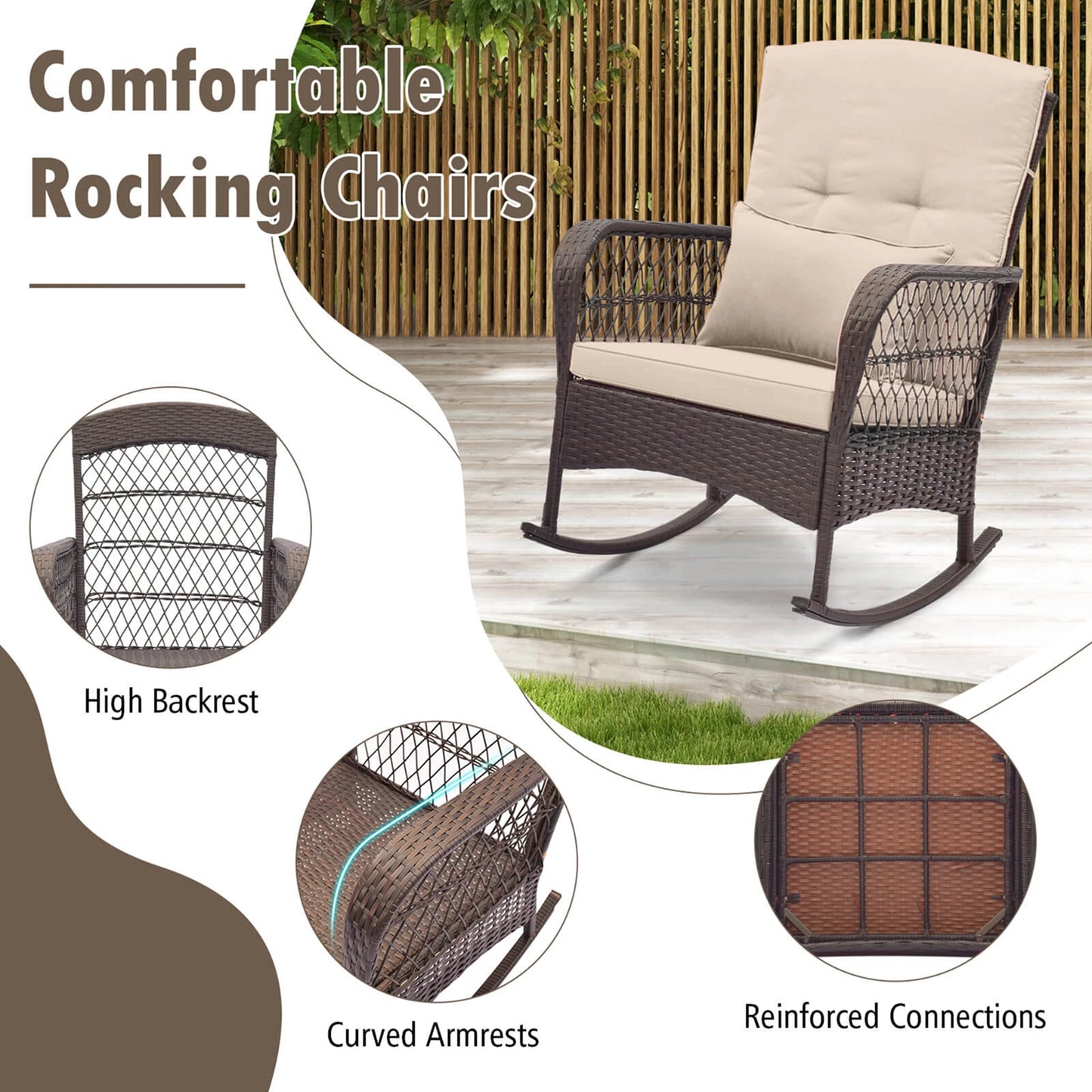 Patio Rocker Set with Double-Layer Table