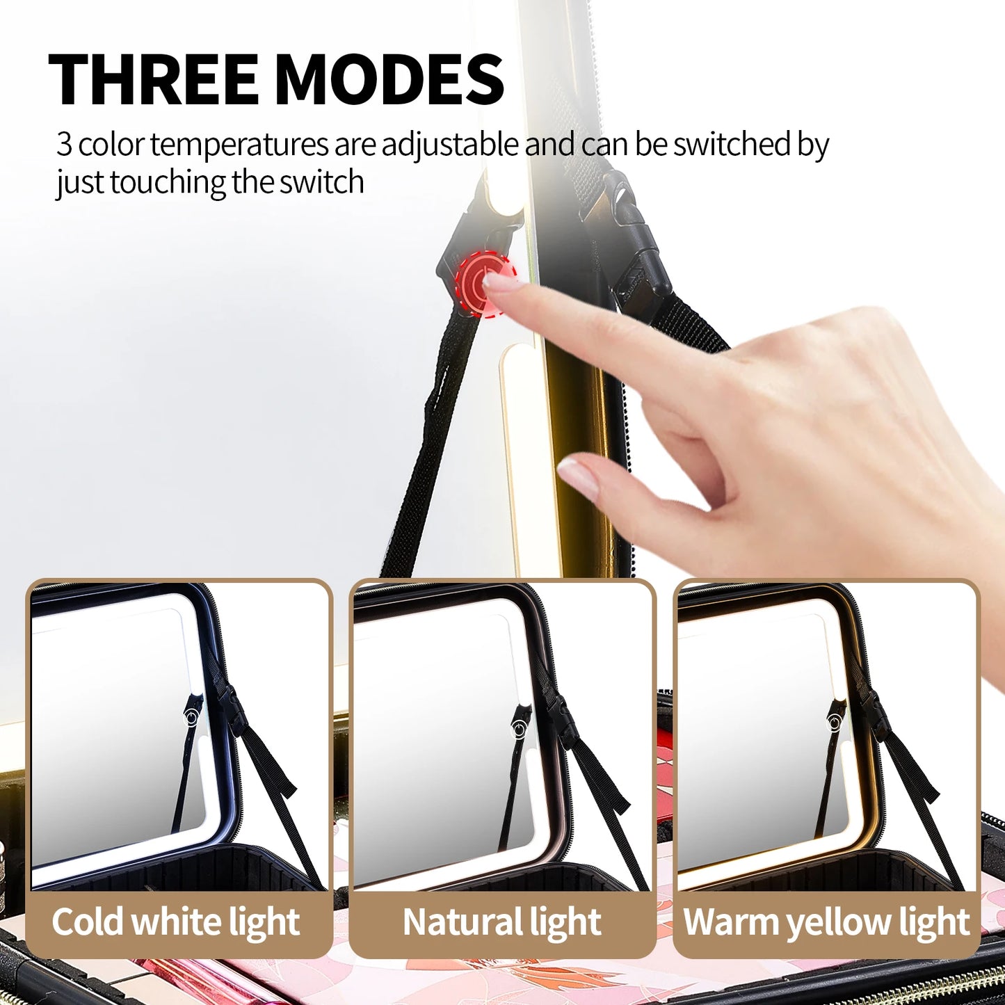 Travel Cosmetic Bag with Lighted Mirror