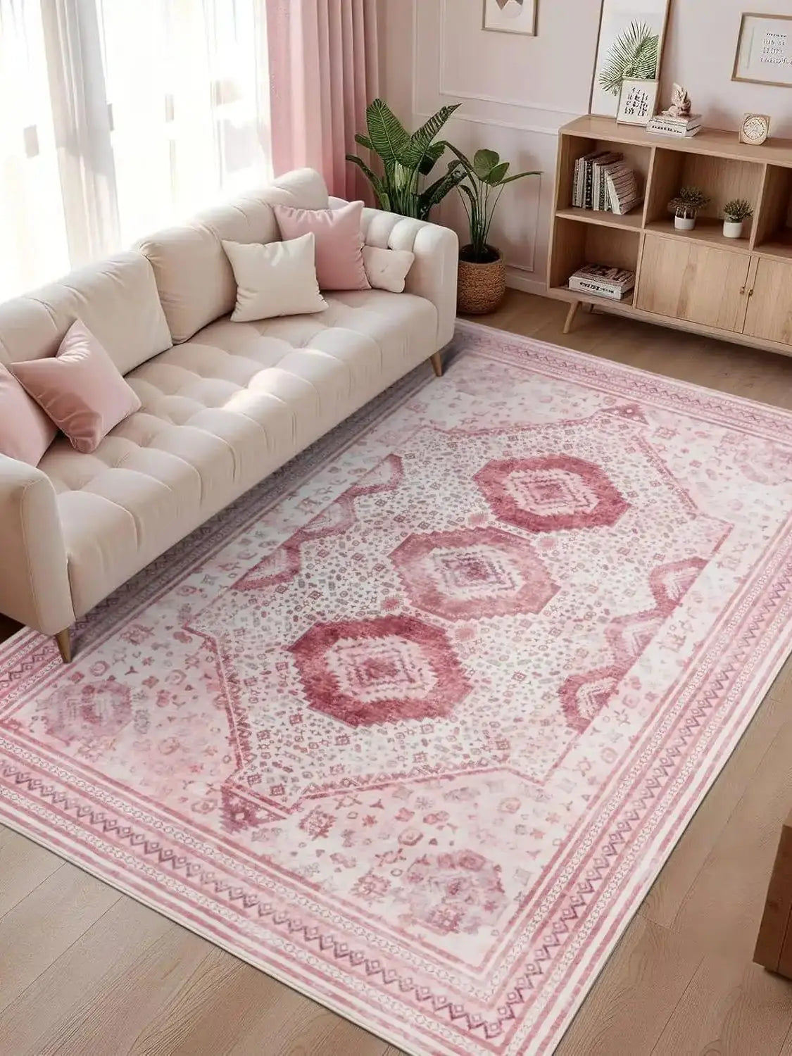 Soft Accent Vintage Print Area Rug, Washable