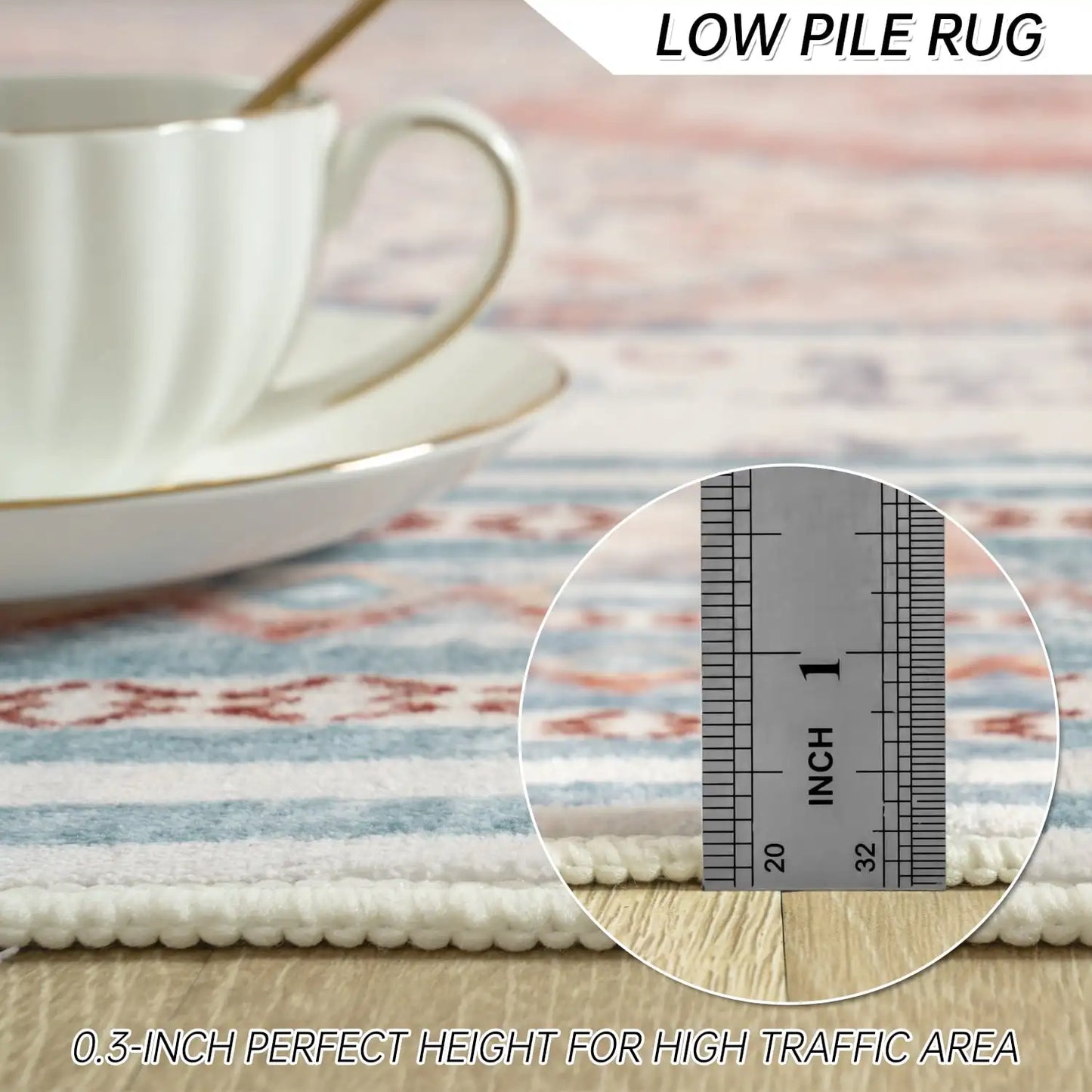 Soft Accent Vintage Print Area Rug, Washable