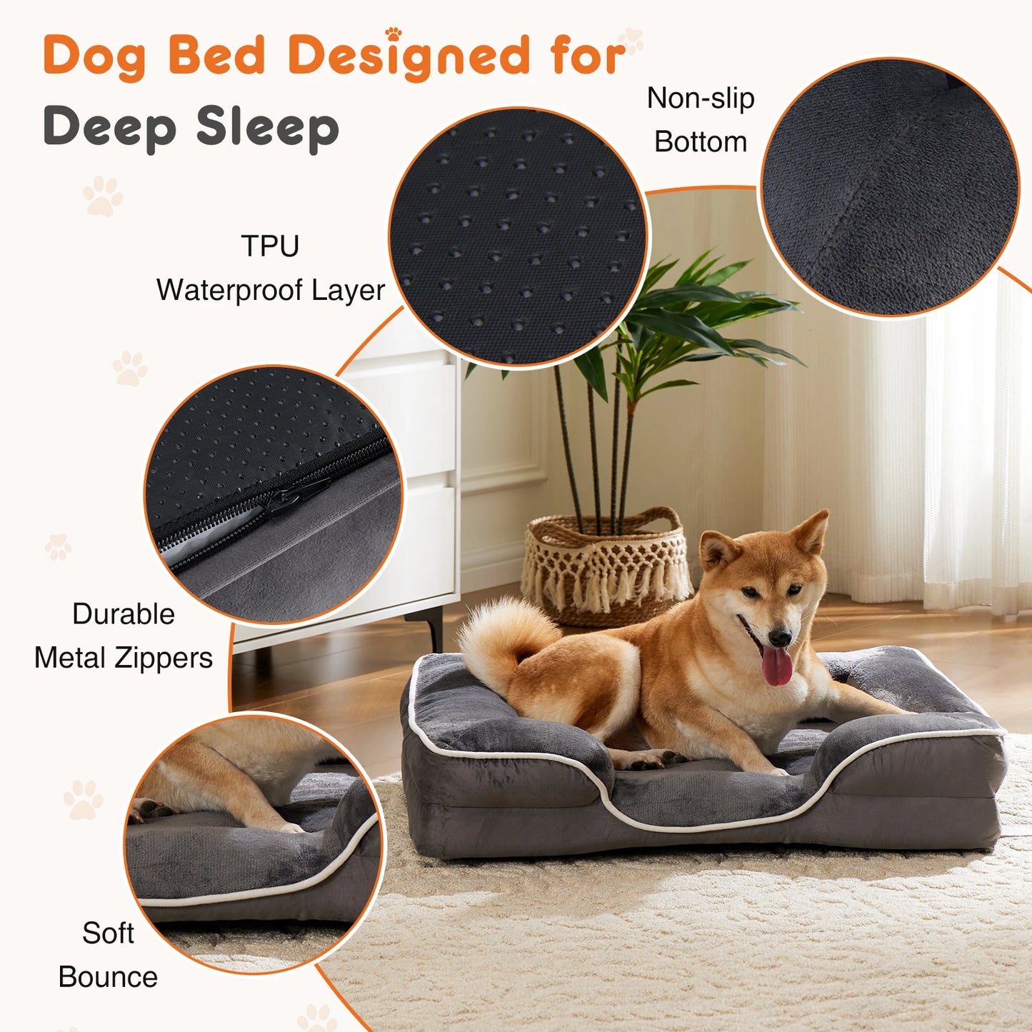 Orthopedic Dog Bed Memory Foam Pet Bed