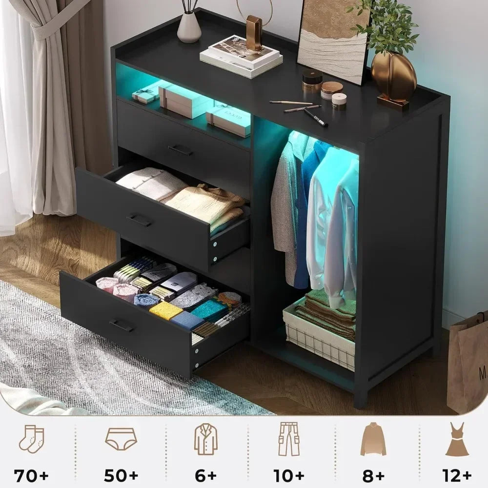 Chest of 4 Drawers with LED Lights