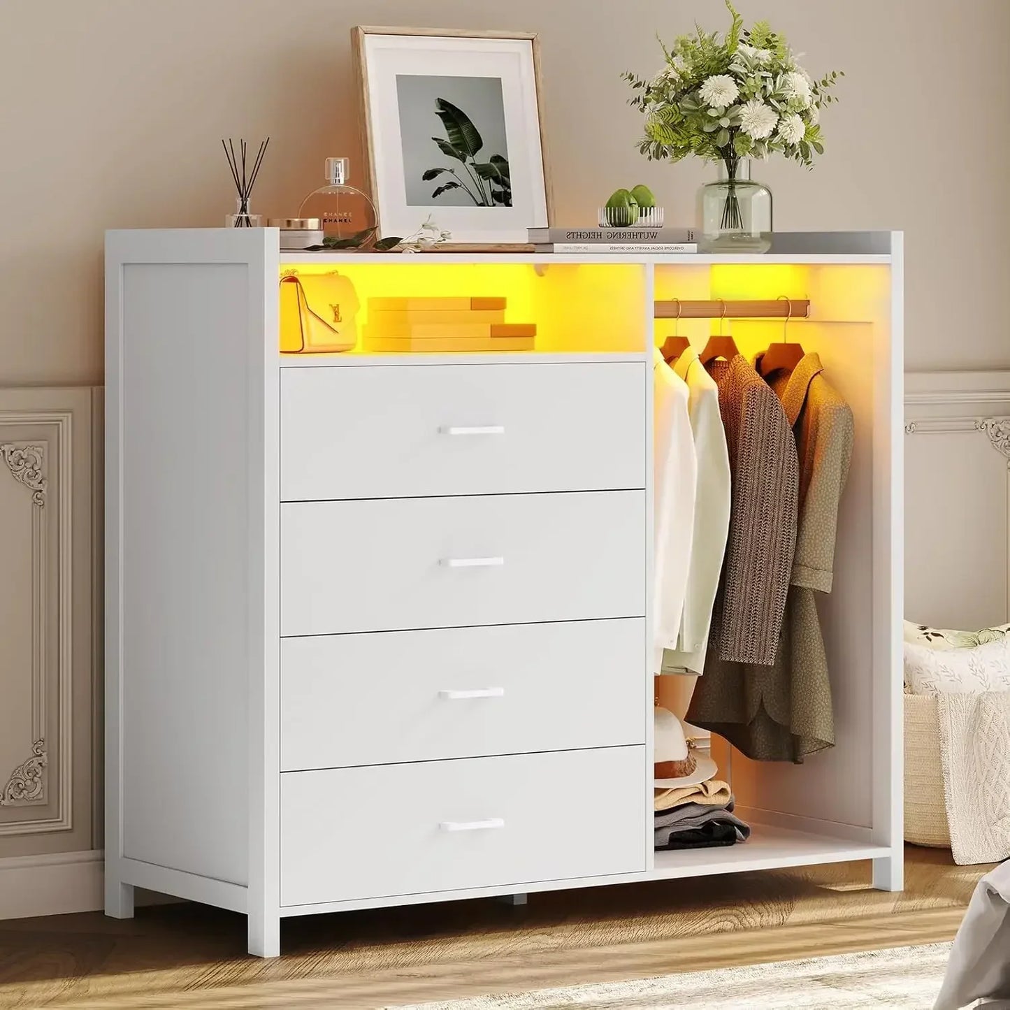 Chest of 4 Drawers with LED Lights