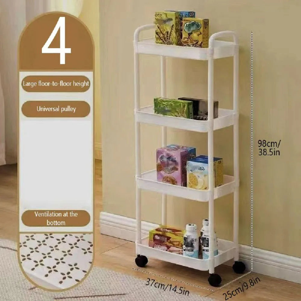 Tiered Rolling Storage Cart, Plastic Organizer Trolley