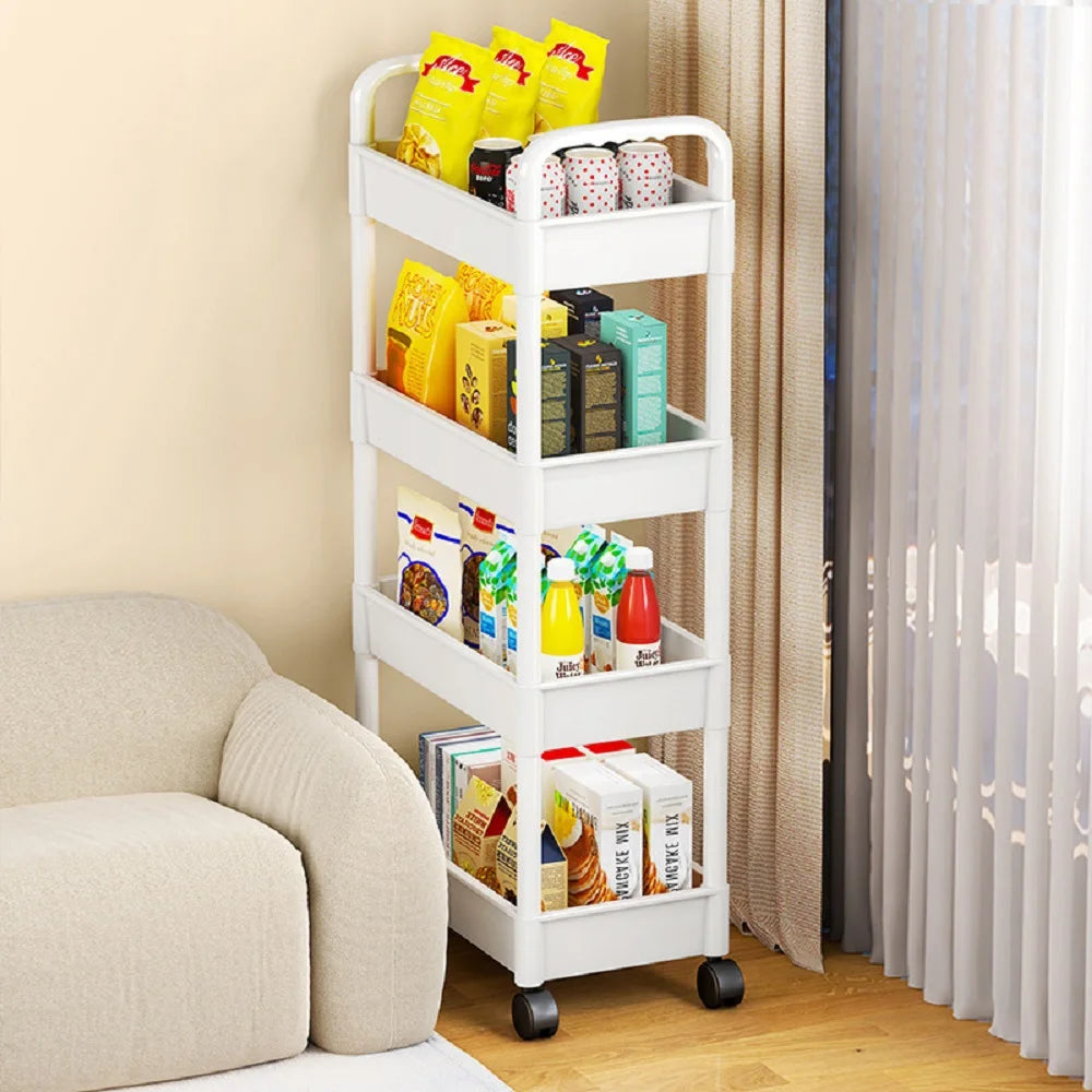 Tiered Rolling Storage Cart, Plastic Organizer Trolley