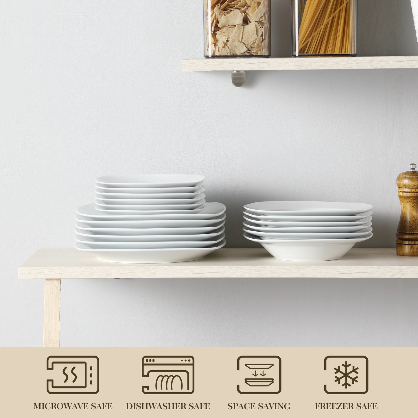 White Porcelain Dinner Set, Serves 12