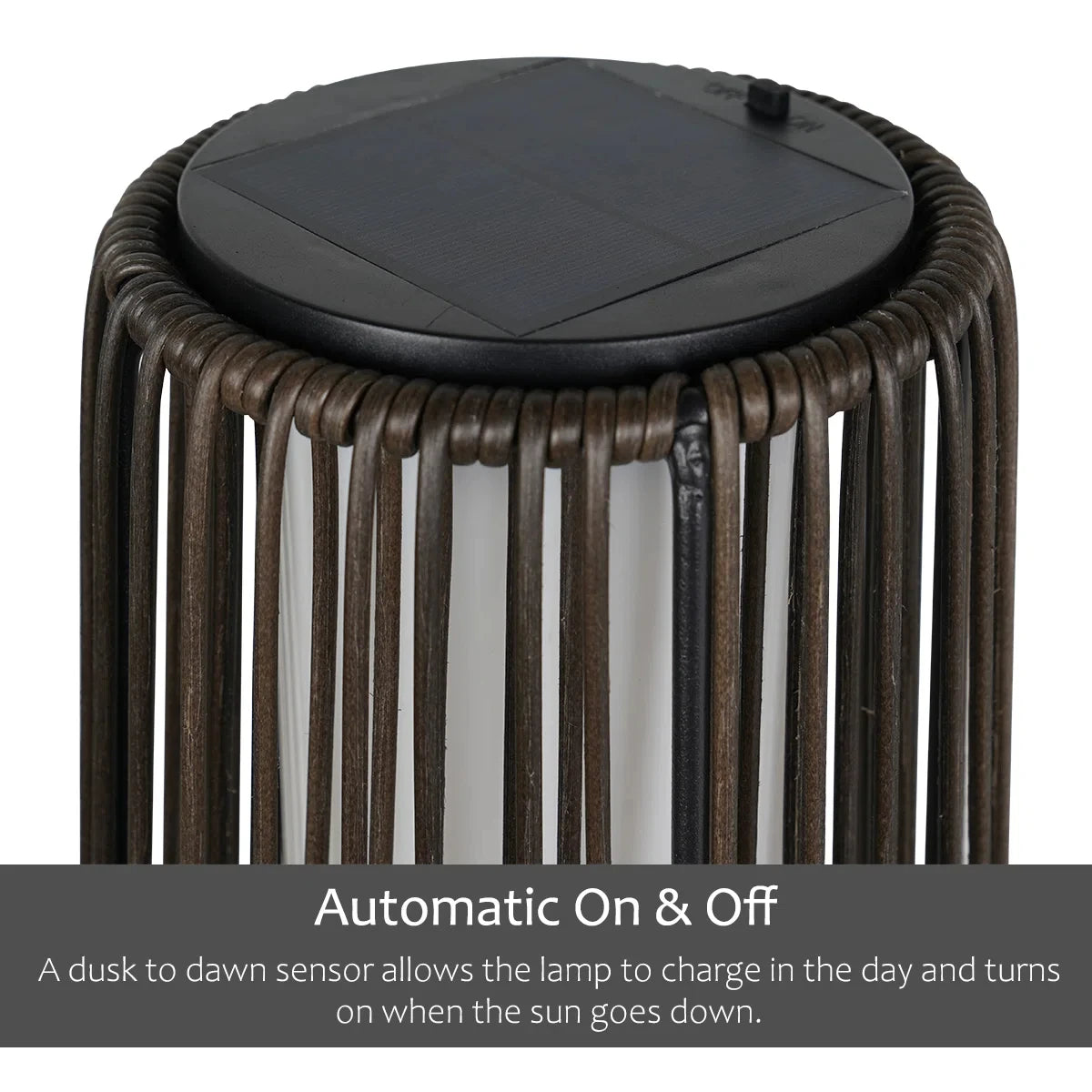 2-Piece Wicker Solar Patio Lamp