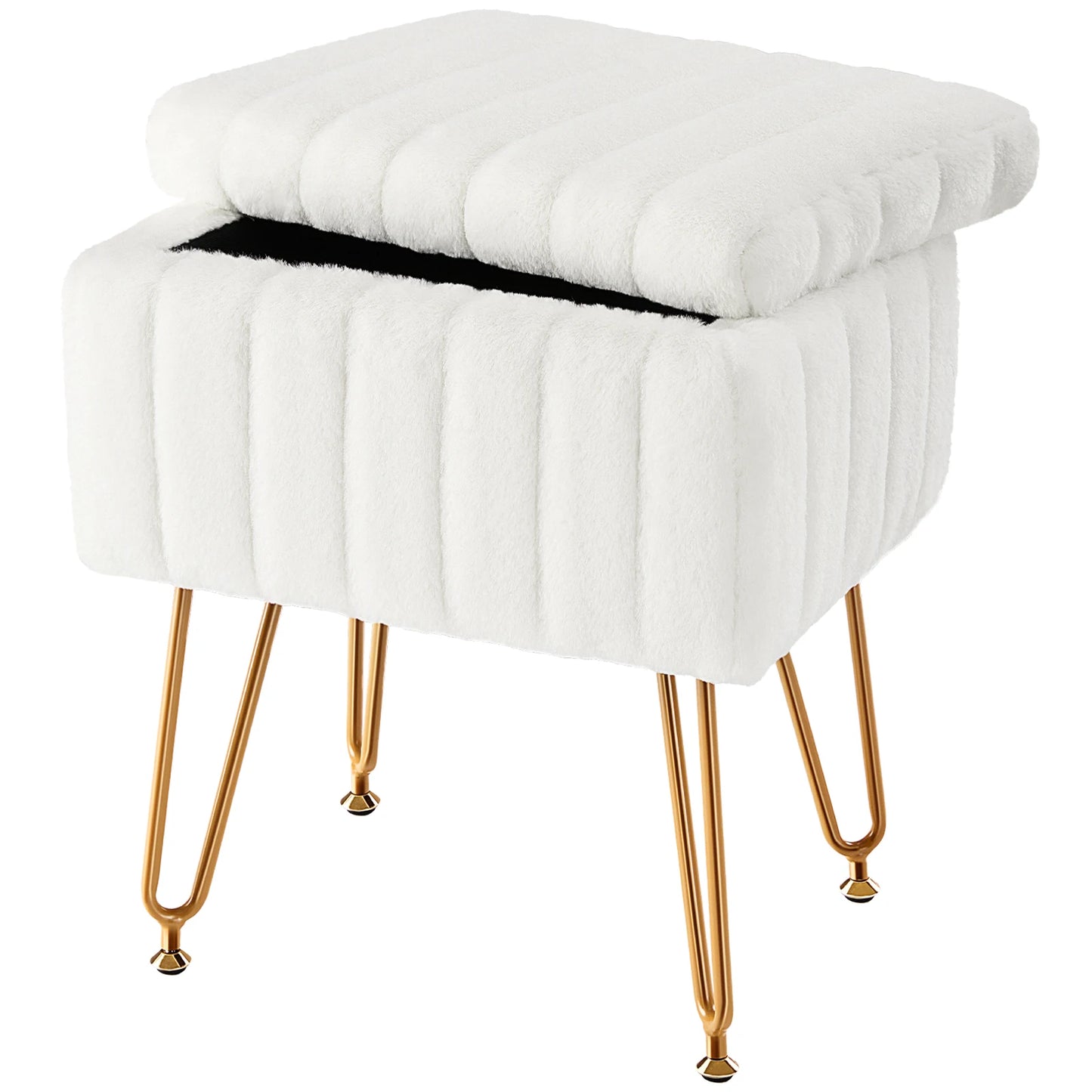 Faux Fur Hidden Storage Stool