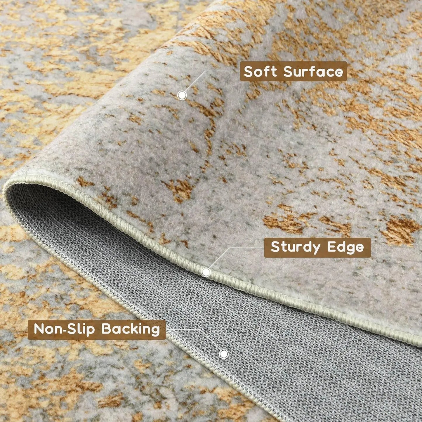 Modern Faux Cashmere Printed Area Rug, Washable