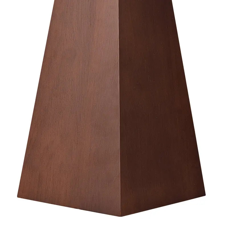 Small Wood Table Lamp With Beige Linen Shade