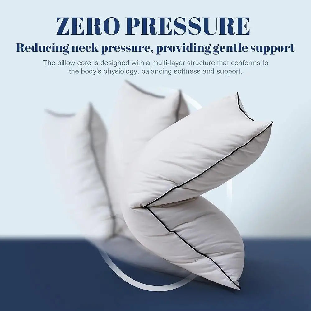 Luxury Goose Feather Down Pillows King Size Set of 2 Luxury Hotel Collection Airyfil Filling Comfort Support Sleeping Pillow