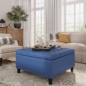 Tufted Square Ottoman Coffee Table with Storage