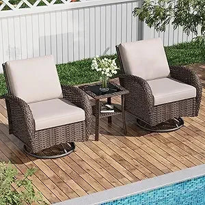 Swivel Chair Wicker Ratan Patio Furniture Set