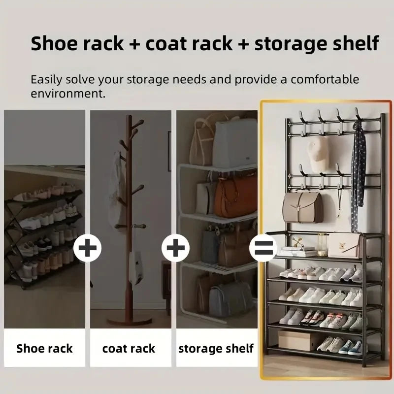 Freestanding Storage Shelves with Hooks