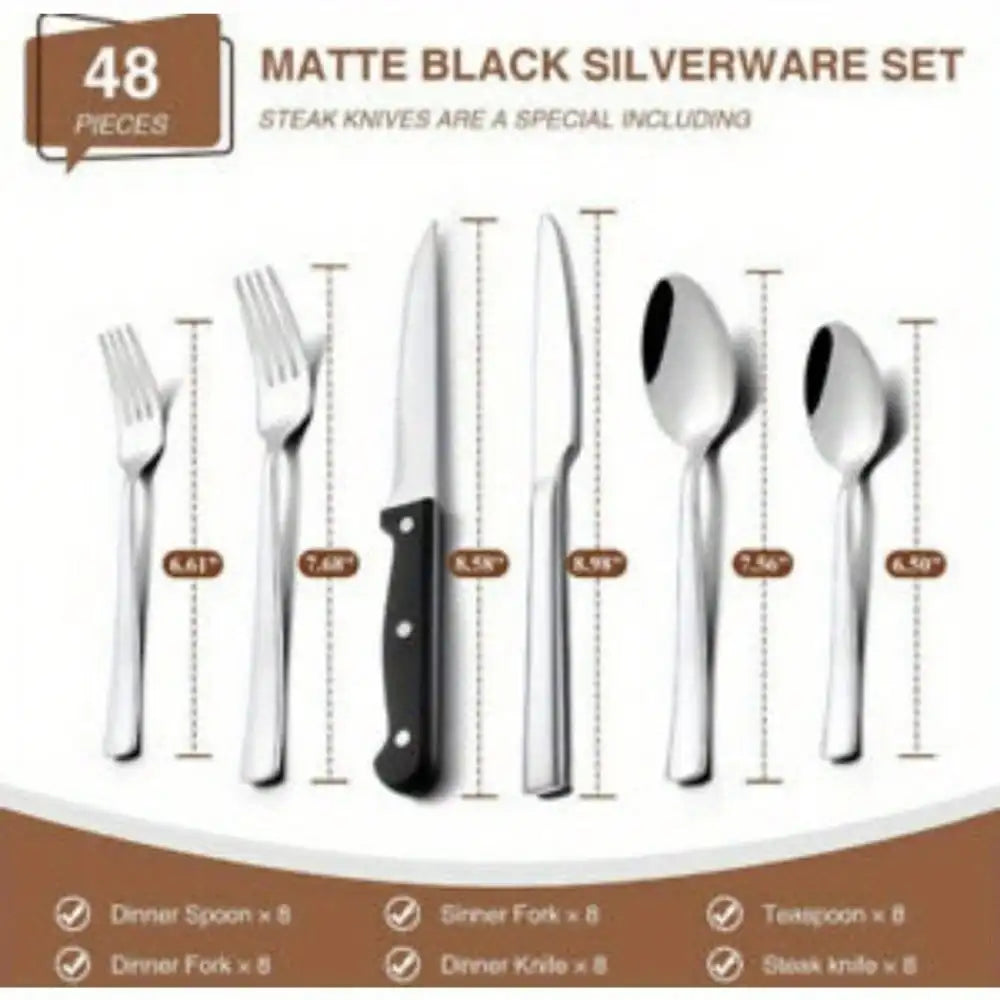 Stainless Steel Flatware, Dishwasher Safe, Serves 8