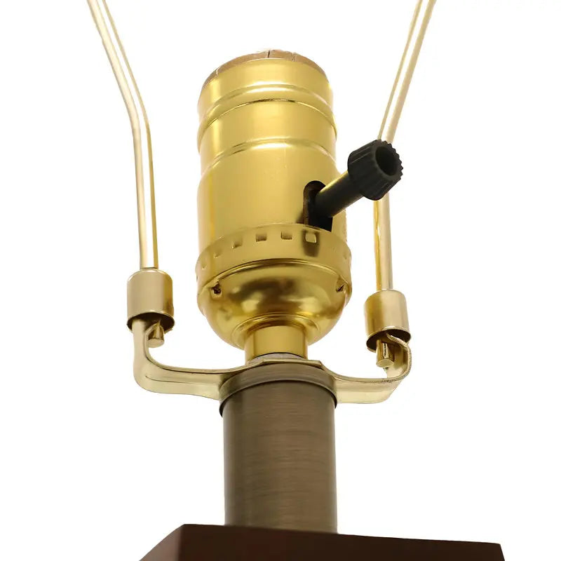 Small Wood Table Lamp With Beige Linen Shade