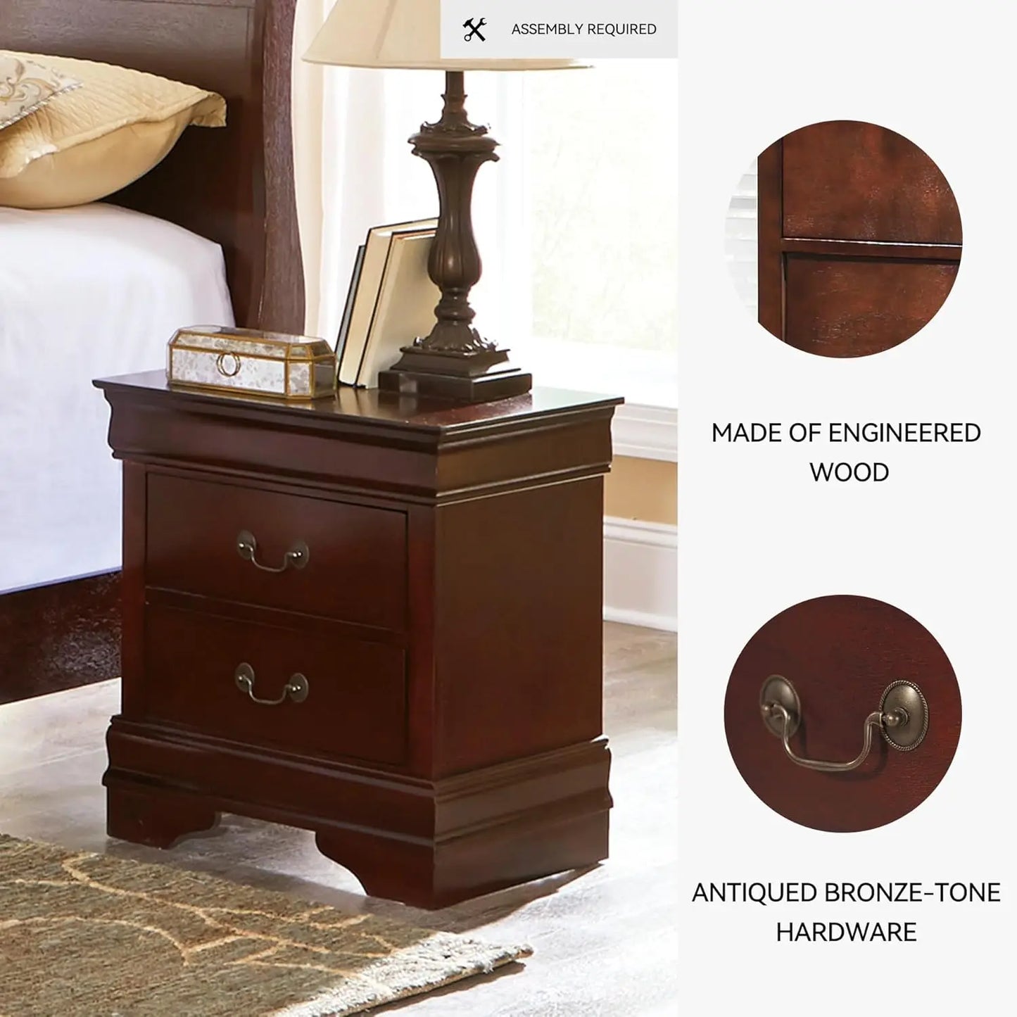 Traditional 2 Drawer Nightstand