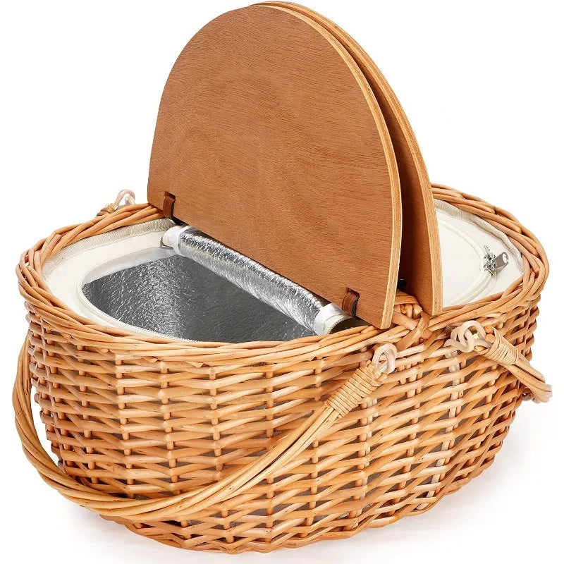 Wicker Picnic Basket with Cooler