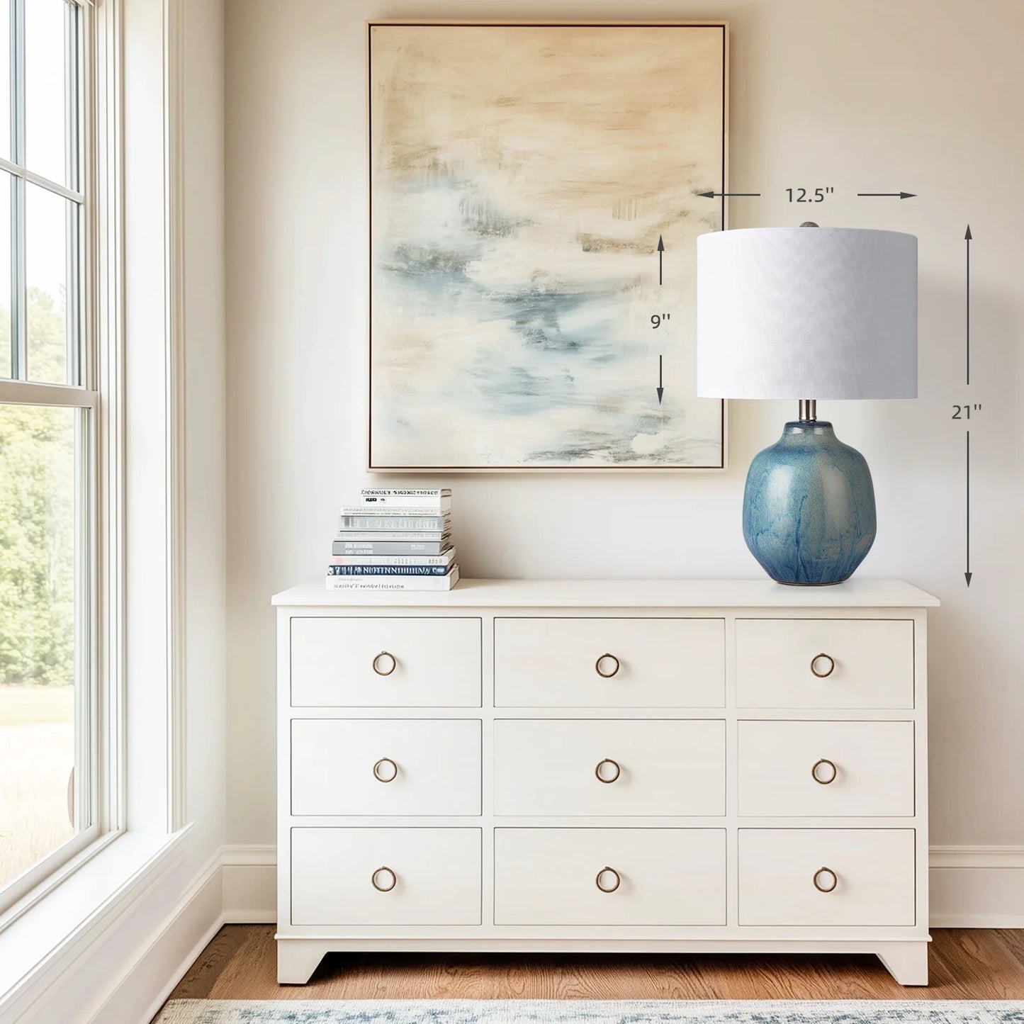 Handcrafted Teal Accent Table Lamp