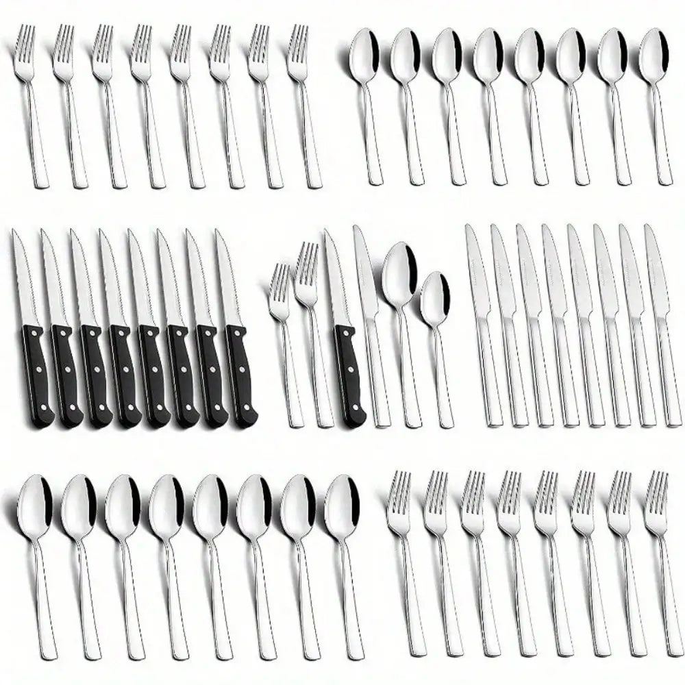 Stainless Steel Flatware, Dishwasher Safe, Serves 8